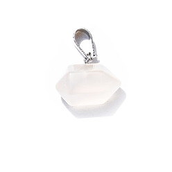 Natural Agate Natural White Agate Double Terminal Pointed Pendants, Faceted Bullet Charms, 10x16mm
