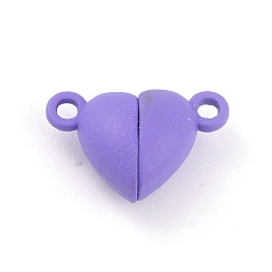 Lilac Alloy Magnetic Clasps with Loops, Heart, Lilac, 15x9.5x6mm, Hole: 1.5mm