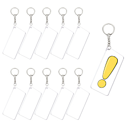 Clear BENECREAT DIY Transparent Acrylic Keychain Clasps Making Kits, Including Rectangle Blank Big Pendants, Iron Split Key Rings, Clear, Pendants: 75.5x42.5x3mm, hole: 3mm, 20pcs/set