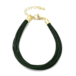 Морско-зеленый Женские полиэстеровые браслеты, многожильных браслеты, золотые, цвета морской волны, 7.24 дюйм (18.4 см)