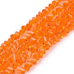 Коралловый Прозрачные стеклянные бусины, треугольные, граненые, коралл, 2~2.5x3.5~4x3.5~4 мм, отверстие : 0.8 мм, около 126~132 шт / нитка, 13.78~14.96'' (35~38 см)