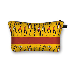 Yellow Printed Polyester Cosmetic Zipper Bag, Clutch Bags Ladies Large Capacity Travel Storage Bag, Yellow, 21.5x13cm