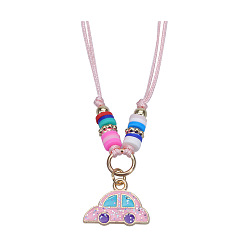One necklace. Colorful Rainbow Children's Bracelet and Necklace Set with European and American Gold Powder Butterfly Soft Clay Weaving Friendship Jewelry
