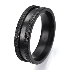 Черный 201 рифленое кольцо из нержавеющей стали для мужчин и женщин, электрофорез черный, внутренний диаметр: 18 мм, широк: 6 мм
