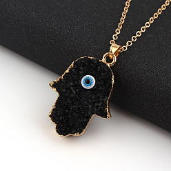 black Unique Resin Pendant Palm Eye Necklace for Men and Women - Fashionable and Minimalistic Jewelry