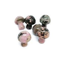Rhodonite Natural Rhodonite Healing Mushroom Figurines, Reiki Energy Stone Display Decorations, 20mm