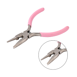 Pink 45# Carbon Steel Jewelry Pliers, Wire Looping Pliers, Concave and Round Nose Pliers, Pink, 12.4x6.25x0.95cm
