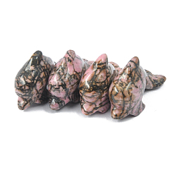 Rhodonite Natural Rhodonite Sculpture Display Decorations, for Home Office Desk, Dolphin, 38~41x17.5x26mm