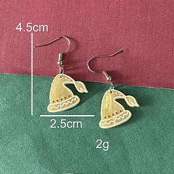 Hat Рождественские акриловые серьги-подвески, платина, шляпа, 45x25 мм