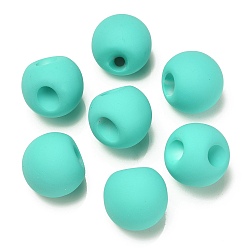Turquoise Perles acryliques caoutchoutées, ronde, top foré, turquoise, 18x18x18mm, Trou: 3mm