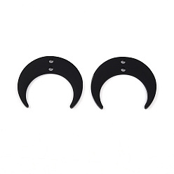 Черный Ионное покрытие (ip) 201 нержавеющая сталь 2 подвески с петлевыми звеньями, лазерная резка, полумесяц, чёрные, 17x20x1 мм, отверстие : 1.2 мм.