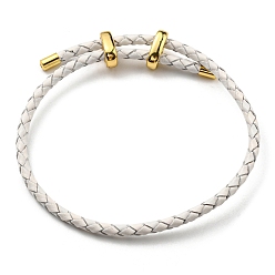 WhiteSmoke Leather Braided Cord Bracelets, Adjustable Bracelet, WhiteSmoke, Inner Diameter: 5/8~2-7/8 inch(1.5~7.3cm)