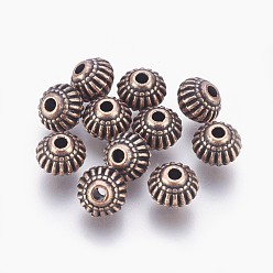 Red Copper Tibetan Style Alloy Bicone Beads, Cadmium Free & Nickel Free & Lead Free, Red Copper, 8x6.5mm, Hole: 1.5mm, about 950pcs/1000g