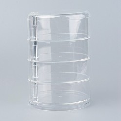Clear Transparent Plastic Jewelry Storage Box, 4 Layer Rotating Jewelry Storage Case, for Bracelets/Rings/Necklace, Clear, 11.5x17.3cm