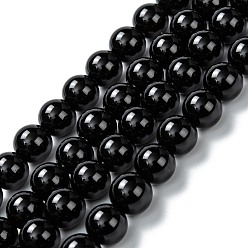 Black Onyx Natural Black Onyx Beads Strands, Dyed & Heated, Glaze, Round, 10mm, Hole: 2mm, about 39pcs/strand, 14.96 inch(38cm)