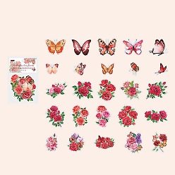 Cramoisi 50pcs autocollants décoratifs papillon et fleur pour animaux de compagnie, pour scrapbooking diy, cramoisi, 65x65mm