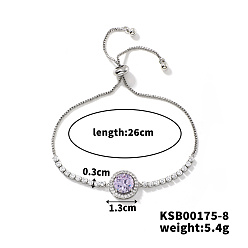 Танзания Регулируемые браслеты-слайдеры из латуни со стразами для женщин, танзанитом, 10-1/4 дюйм (26 см)