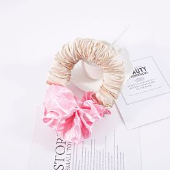 Rose Nacré Bigoudi en soie douce sans chaleur en queue de cheval pour femmes, bandeau bigoudi sans chaleur, perle rose, 180x150mm