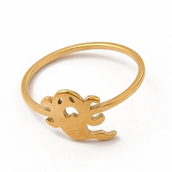 Golden 304 Stainless Steel Hollow Out Ghost Finger Ring for Women, Golden, Inner Diameter: 17.8mm