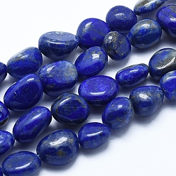 Lapis Lazuli Natural Lapis Lazuli Beads Strands, Tumbled Stone, Nuggets, 6~12mm, Hole: 0.8mm, about 30~35pcs/strand, 15.7 inch(40cm)