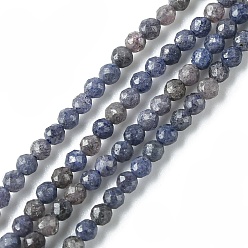 Sapphire Natural Sapphire Beads Strands, Faceted, Round, 2~2.5mm, Hole: 0.6mmabout 167~173pcs/strand, 15.12~15.63 inch(38.4~39.7cm)