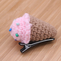 Camel Ice Cream Crochet Yarn Alligator Hair Clips, Knitting Alloy Hair Clips for Kids Girls, Camel, 80mm