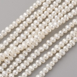 Seashell Color Natural Cultured Freshwater Pearl Beads Strands, Potato, Seashell Color, 4x3~3.5mm, Hole: 0.5mm, about 99pcs/strand, 14.17 inch(36cm)
