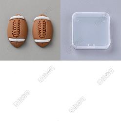 Rugby 50 pièces cabochons en résine opaque sport, brun, de rugby, 22.5x13x5mm