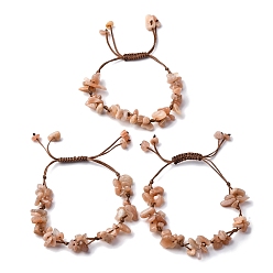 Солнечный Камень Регулируемые браслеты из плетеных бусин из натурального солнечного камня для женщин, внутренний диаметр: 1-5/8~3 дюйм (4.15~7.6 см)