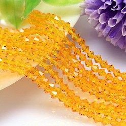 Orange Faceted Imitation Austrian Crystal Bead Strands, Grade AAA, Bicone, Orange, 6x6mm, Hole: 0.7~0.9mm, about 68pcs/strand, 15.7 inch