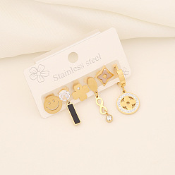 3# Stainless Steel Eye Earrings Set Butterfly Heart Studs Chic Jewelry E453