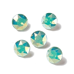 Pacific Opal Light AB Style Glass Rhinestone Cabochons, Pointed Back & Back Plated, Diamond, Pacific Opal, 6x4mm