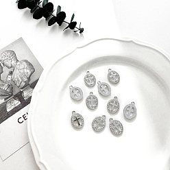 Oval Платинового сплава горный хрусталь подвески, овальные, 16.5x14.5 мм