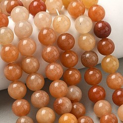 Красный Авантюрин Натуральный красный авантюрин шарик нити, круглые, 10 мм, отверстие : 1 мм, около 36~37 шт / нитка, 14.96'' (38 см)