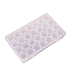 Clear Transparent Plastic 28 Grids Bead Containers, with Independent Bottles & Lids, Each Row 7 Grids, Rectangle, Clear, 17.4x10.7x2.7cm