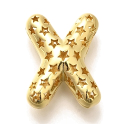 Letter X Полые медные подвески, стойки покрытие, долговечный, без кадмия и без свинца, письмо амулеты, Письмо X, 23x17.5x9 мм, отверстие : 4.7x3 мм