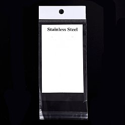 White Rectangle Cellophane Bags, with Earring Display Card, White, 18x7.5cm, Unilateral Thickness: 0.03mm, Inner Measure: 12x7.5cm, Display Card: 11x6.5x0.045cm