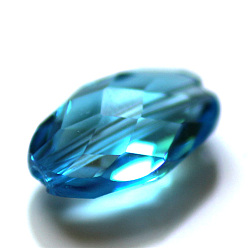 Deep Sky Blue Imitation Austrian Crystal Beads, Grade AAA, Faceted, Oval, Deep Sky Blue, 13x10x7mm, Hole: 0.9~1mm