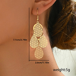 Teardrop Железо болтаться серьги, золотые, слеза, 71x28 мм