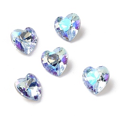 Васильковый Стеклянные стразы кабошоны, задние и задние, сердце, васильковый, 8x8x4 мм
