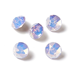 Cyclamen Opal Light AB Style Glass Rhinestone Cabochons, Pointed Back & Back Plated, Diamond, Cyclamen Opal, 6x4mm