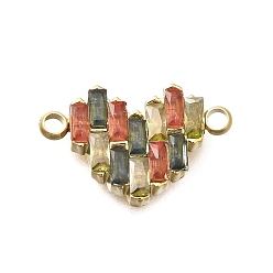Разноцветный 304 подвески-сердечки из нержавеющей стали со стразами, ионное покрытие (ip), реальный 14 k позолоченный, красочный, 10x15.5x2.5 мм, отверстие : 1.4 мм