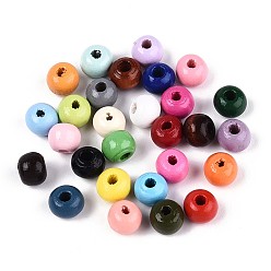 (52) Непрозрачная лаванда Расписные бусы из натурального дерева, круглые, разноцветные, 8~8.5x6.8 мм, отверстие : 1.8~2 мм