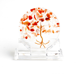 Other Quartz Resin Tree of Life Home Display Decorations, with Natural Red Quartz Chips Inside Ornaments, 130x110mm