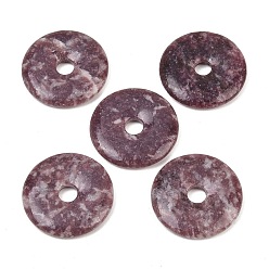 Лепидолит Подвески из натурального лепидолита, подвески в виде пончиков/пи-дисков, 40x6.5 мм, отверстие : 8 мм