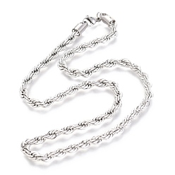 Stainless Steel Color 304 Stainless Steel Rope Chain Necklaces, with Lobster Claw Clasps, Stainless Steel Color, 19.7 inch(50cm), 5.8mm