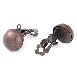 Красная Медь Латунная фурнитура для серег, для не проколотых ушей, без никеля , Красная медь, 20x13 мм, отверстие : 3 мм