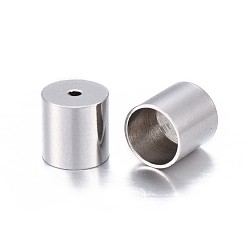Stainless Steel Color 201 Stainless Steel Cord Ends, End Caps, Column, Stainless Steel Color, 6x6mm, Hole: 0.8mm, Inner Diameter: 5.3mm
