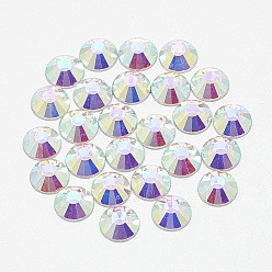Crystal AB Flat Back Glass Rhinestone Cabochons, Back Plated, Half Round, Crystal AB, SS30, 6mm, about 288pcs/bag