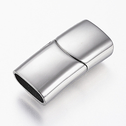 Stainless Steel Color 304 Stainless Steel Magnetic Clasps with Glue-in Ends, Rectangle, Stainless Steel Color, 24.5x12x7mm, Hole: 5.5x10mm